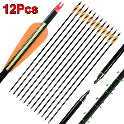 12Pcs 30" Fiberglass Arrows Hunter Compound & Recurve Bow Arrow Tips For Archery - Image 1 of 4
