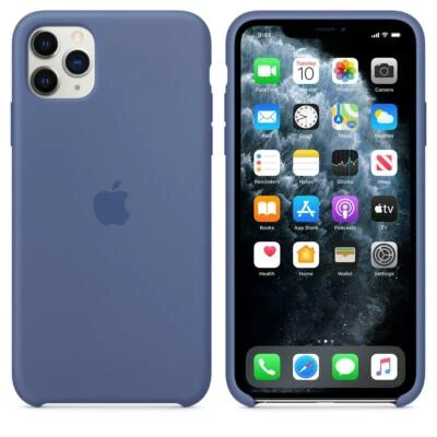 Originale/Ufficiale Apple Custodia Silicone Per IPHONE 11 Pro Max - Lino Blu - - Immagine 1 di 4