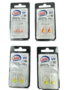 Eagle Claw Ice Fishing Jigs Lazer Sharp Tungsten Glow Arctic Asst Colors Lot/4 - Picture 1 of 2