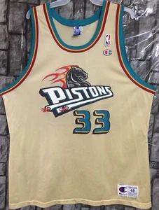 Grant Hill Detroit Pistons 33 Gold Champagne Champion Jersey Size 48 Colorš„rare - Picture 1 of 12