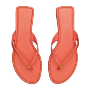 NIB TORY BURCH $178 CORAL CRUSH CLASSIC LEATHER FLIP FLOP THONG SANDAL/Sz 6 - Picture 1 of 6