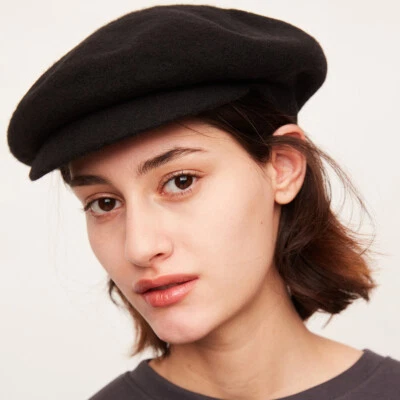 Леди берет шляпа классический французский стиль 100% шерсти берет крышка осени зимние шляпы * черный * - Изображение 1 из 4