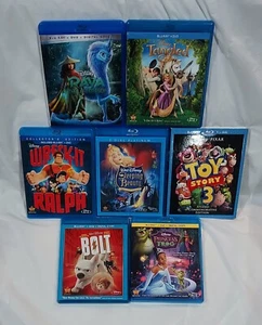 Blu Ray Lot Of 7 Disney Tangled Wreck It Ralph Bolt Raya Princess And The Frog + - Picture 1 of 2