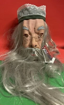 Harry Potter Dumbledore Adult Latex Mask Rare Vtg Full Head Hair Beard Bust NOS - Image 1 of 4