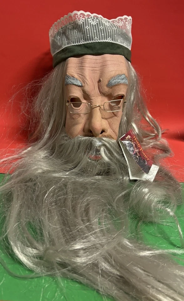 Harry Potter Dumbledore Adult Latex Mask Rare Vtg Full Head Hair Beard Bust NOS - Image 1 of 4