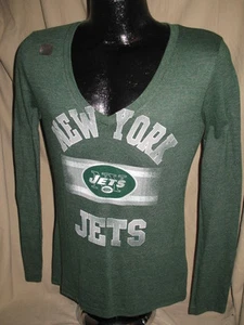 NFLNew York Jets Football V-Neck Long Sleeve T Shirt Womens Sizes Team Apparel - Picture 1 of 3