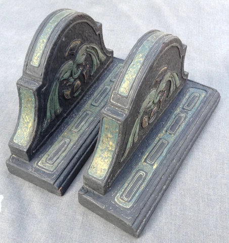 Vintage Shelf Bracket ? Art Nouveau Painted Wood - Lot Of 2 Cover