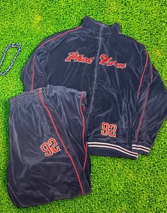 Vintage Phat Farm Velour Trainingsanzug Herren Gr. XL Reißverschluss Set Spellout Logo Y2K - Bild 1 von 18