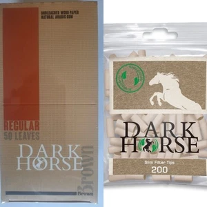 2500 papeles orgánicos Dark Horse Brown de 70 mm + 2000 filtros slim orgánicos - Imagen 1 de 3