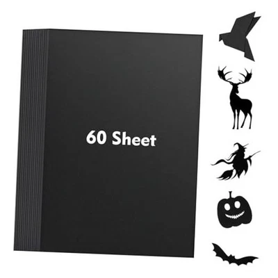 Cardstock Paper, 60 Sheets Card Stock Thick 92 lb, Heavy Weight Cover Black - Image 1 of 4