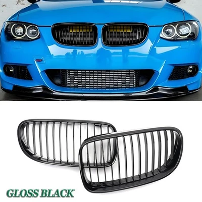 For BMW E92 E93 LCI 2010-2013 328i 335i Coupe Front Kidney Grilles Gloss Black Foto 1 de 4
