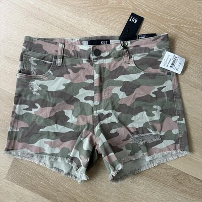 Nuevo con etiquetas Pantalones Cortos Kut From the Kloth Para Mujer Gidget Tiro Alto Talla 10 Camuflados Cortados Deshilachados Foto 1 de 4