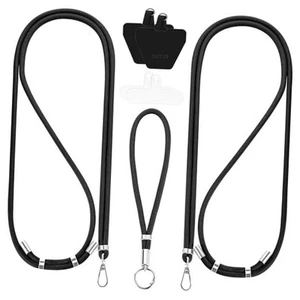 Universal Phone Lanyard 2 Packs - 2× Adjustable Neck Strap, 4× Phone Black - Photo 1 sur 8