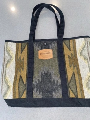 Bolso de Mano Pendleton de Lana a Presión, Borde y Asas de Lona, 18x12, Azteca, Suroeste, Usado en Excelente Condición  Foto 1 de 4