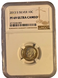 2013-S Silver NGC PF 69 Ultra Cameo Rosevelt Dime - Picture 1 of 2