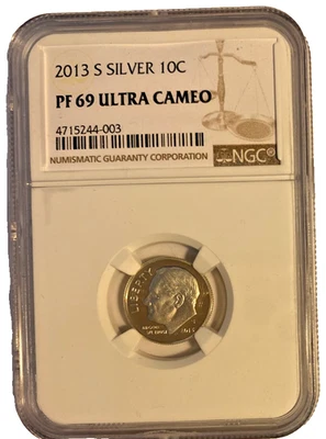 2013-S Silver NGC PF 69 Ultra Cameo Rosevelt Dime - Image 1 of 2