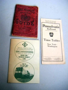 1908 peoples Railway guide+P.R.R. + ERIE R.R. phamplets - Picture 1 of 7