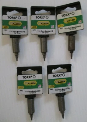 Allen brand Torx T10 lot of 5 58902 1/4 drive - Image 1 of 2