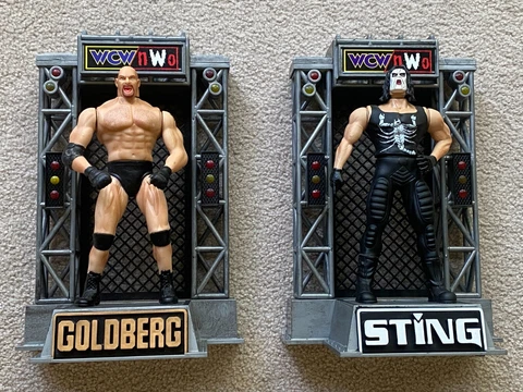 Vintage 1999 WCW NWO Sting Goldberg Rumble N' Roar Wrestlers Toy Biz Non-Working Cover