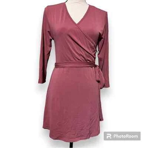 PINKBLUSH size large womens wrap dress knee length long sleeve stretchy material - Picture 1 of 11