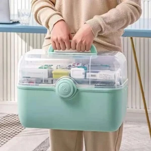 Large/Medium Capacity Family First Aid Kit Medicine Portable Organizer Box - Picture 1 of 22