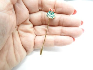 Verde Rojo Blanco Esmalte Tono Dorado Navidad Doble Campana Palo PIn Vintage - Imagen 1 de 4