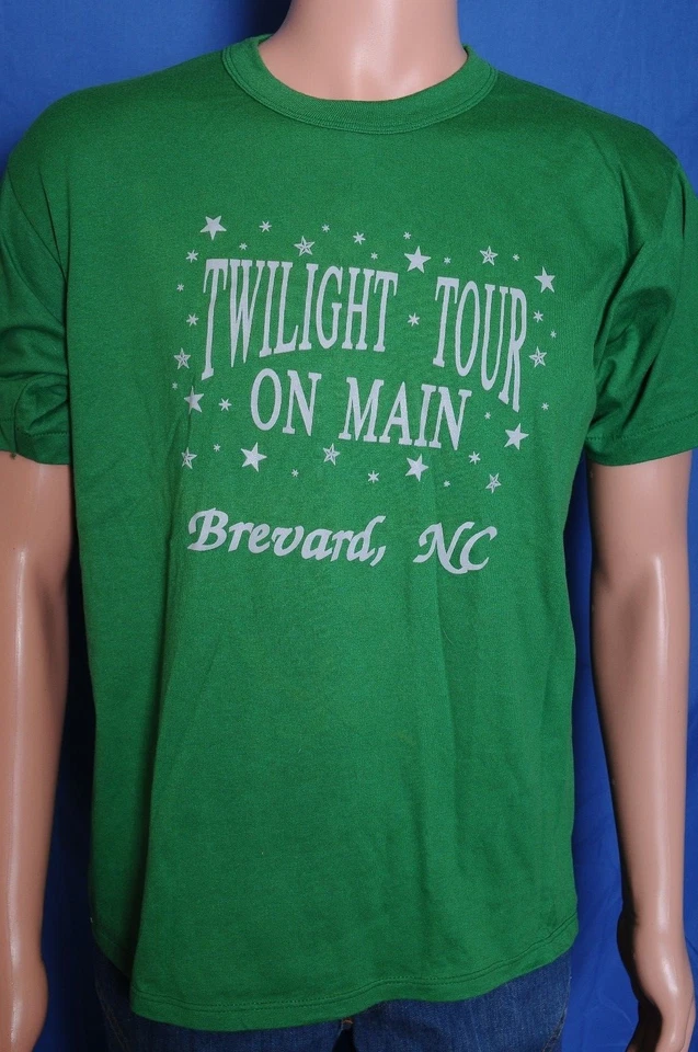 Camiseta verde recuerdo turístico de colección de los 80 Twilight Tour on Main Brevard NC M Foto 1 de 2