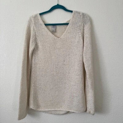 DKNY CITY Womens White Knit Pullover Sweater Size M - Image 1 of 4