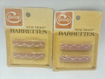 New Vintage 70s 80s Goody Stay Tight Barrettes 2.25” Metal Pink Set Of 2 #908 - Image 1 of 4