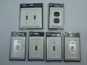 Solid Plastic White Wall Plates Outlet Covers Variety  NOS - Picture 1 of 10