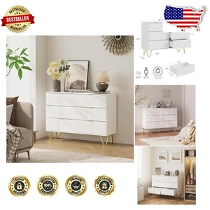 6 Drawer Organizer Unit in White with Gold Accents for Bedroom or Living Room - Picture 1 of 9