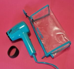 Retro funky BaByliss 'Flash' mini travel hairdryer in turquoise with carry case