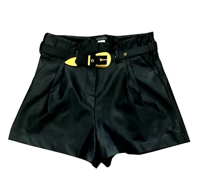 Шорты женские Venus размер 8 черные искусственная кожа подпоясанные новые без ценников - Изображение 1 из 2