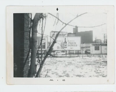 Vintage Photo Billboard Ads "Hi Dawson" Four Roses Bourbon $4.50 Car Garage 1963 - Image 1 of 2