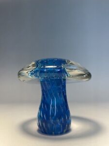 Viking Glass Controlled Bubble Cobalt Blue Mushroom MCM 4” X 4”