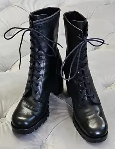 Scarpe da donna vintage da donna Guess Rich in pelle nera stringate tacco alto tacco alto 8,5 - Foto 1 di 16