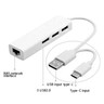 3 USB 3.0 Port Hub USB+Type-C/USB 2.0 To LAN/RJ45 Ethernet Network Adapter Cable
