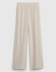 GAP Kids Softspun Knit Wide-Leg Rib PantsSize M- Oatmeal Heather - Picture 1 of 4