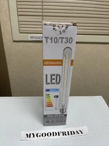 4-Pack T10/T30 Glass LED Edison Bulbs 9" Clear Dimmable 3000K - E26/E27 Base 6W - Picture 1 of 6