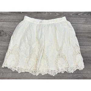 Topshop Petite Skirt 6 Ivory Lace Embroidered Eyelet Boho Cottagecore Coquette - Picture 1 of 7
