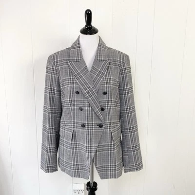 Blazer Maison D'amelie Paris Doble Pecho Cuadros Negro Blanco Talla XL Foto 1 de 4