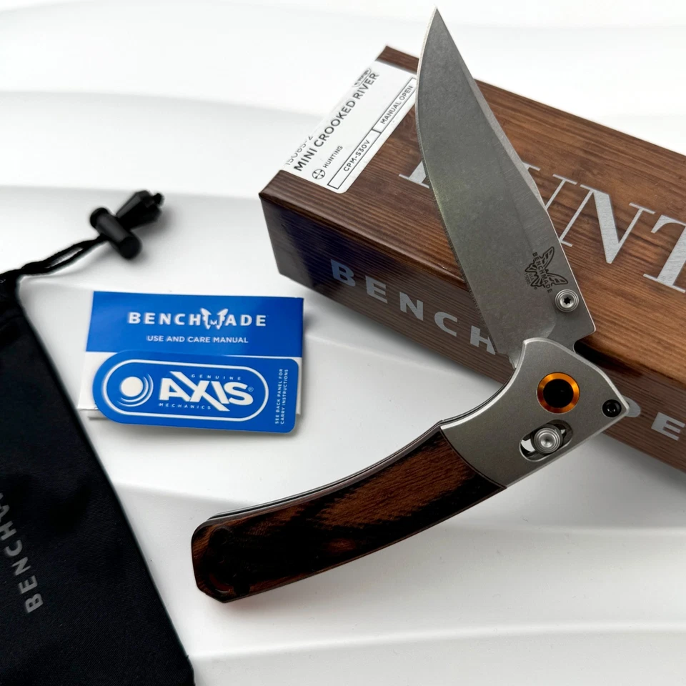 Cuchillo Plegable Benchmade 15085-2 Mini Crooked River CPM-S30V GRIS Aluminio Madera Foto 1 de 4