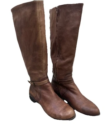 Botas Steampunk Gianni Bini Talla 9M Media pantorrilla Tacón Bajo Correa Envolvente de Cuero Marrón Foto 1 de 4