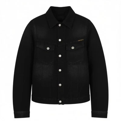 NUDIE JEANS Billy Men's Jacket XS Rebel Black B01 Washed Buttoned Polo Denim * - image 1 of 4