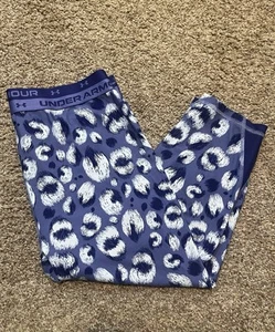 Under Armour Girls Capri Leggings Blue leopard printSize Youth XL - Picture 1 of 5