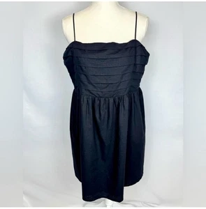 Express Sleeveless Sundress Black Box Pleated Bodice Linen Blend Large Preppy - Picture 1 of 10