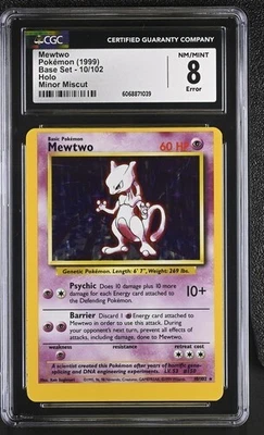 POKEMON CGC MISCUT ERROR MINT MEWTWO HOLO 10/102 BASE SET 1999 WOTC NINTENDO - Image 1 of 2