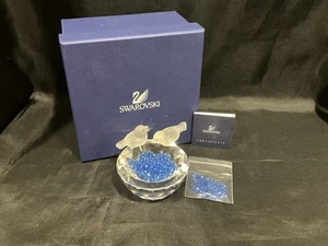 SWAROVSKI Bird Bath With Blue Crystals, Box & COA - Picture 1 of 6