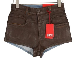 Diesel De-Short-Lya 0CGAN Damen Shorts W29 Brown Beschichtet Glänzend Denim 295 - Bild 1 von 11