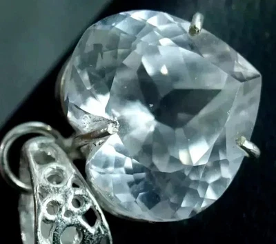 Colgante de plata maciza 925 con zafiro blanco natural de 35 quilates con piedras preciosas certificadas AGL Foto 1 de 4